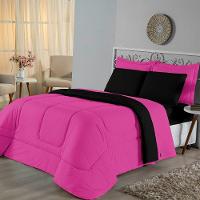 Edredom King Dupla Face Malha 100% Algodão 1 Peça - Preto-pink - 2