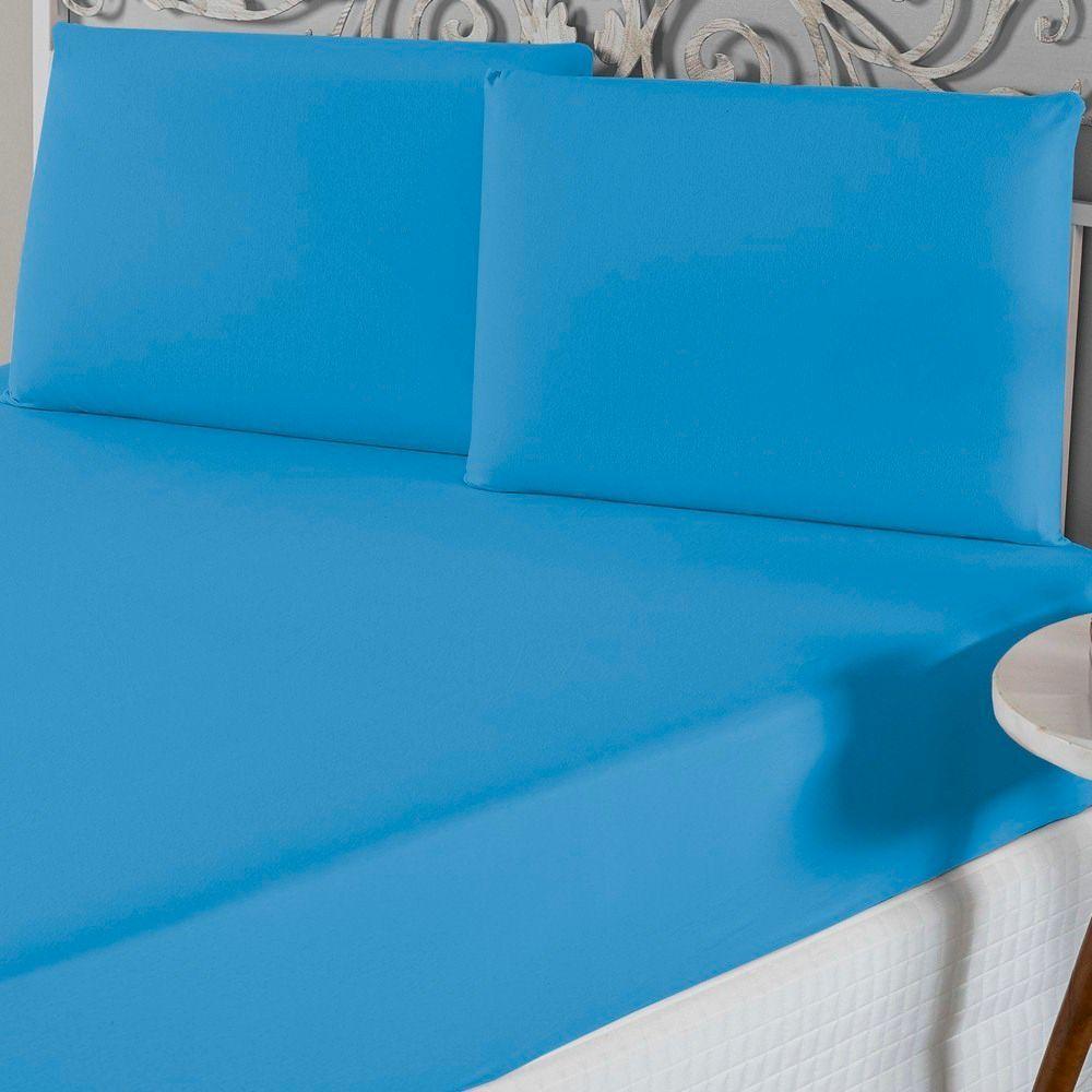 Jogo De Lençol King Malha 100% Algodão 3 Peças - Turquesa - 1