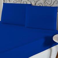 Jogo De Lençol King Malha 100% Algodão 3 Peças - Azul Royal - 1