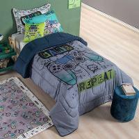 Edredom Solteiro Hipercal 400 Fios Juvenil Estampado 5 Peças - Game - 2