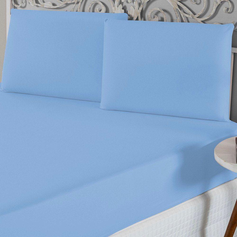 Jogo De Lençol King Malha 100% Algodão 3 Peças - Azul Bebe - 1