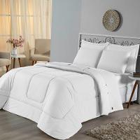 Edredom Solteiro Dupla Face Malha 100% Algodão 1 Peça - Branco - 1