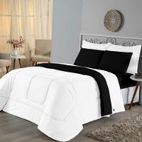 Edredom Solteiro Dupla Face Malha 100% Algodão 1 Peça - Preto-branco - 2