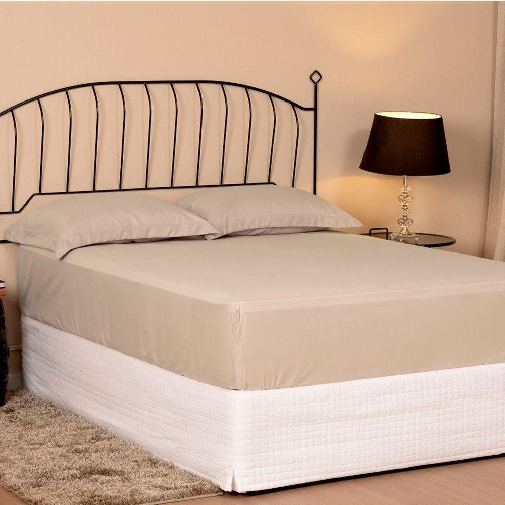 Jogo De Lençol Casal Padrão Slim Micropercal 200 Fios 3 Peças - Bege - 2