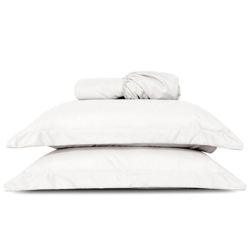 Jogo De Lençol Casal Padrão Slim Micropercal 200 Fios 3 Peças - Branco - 1