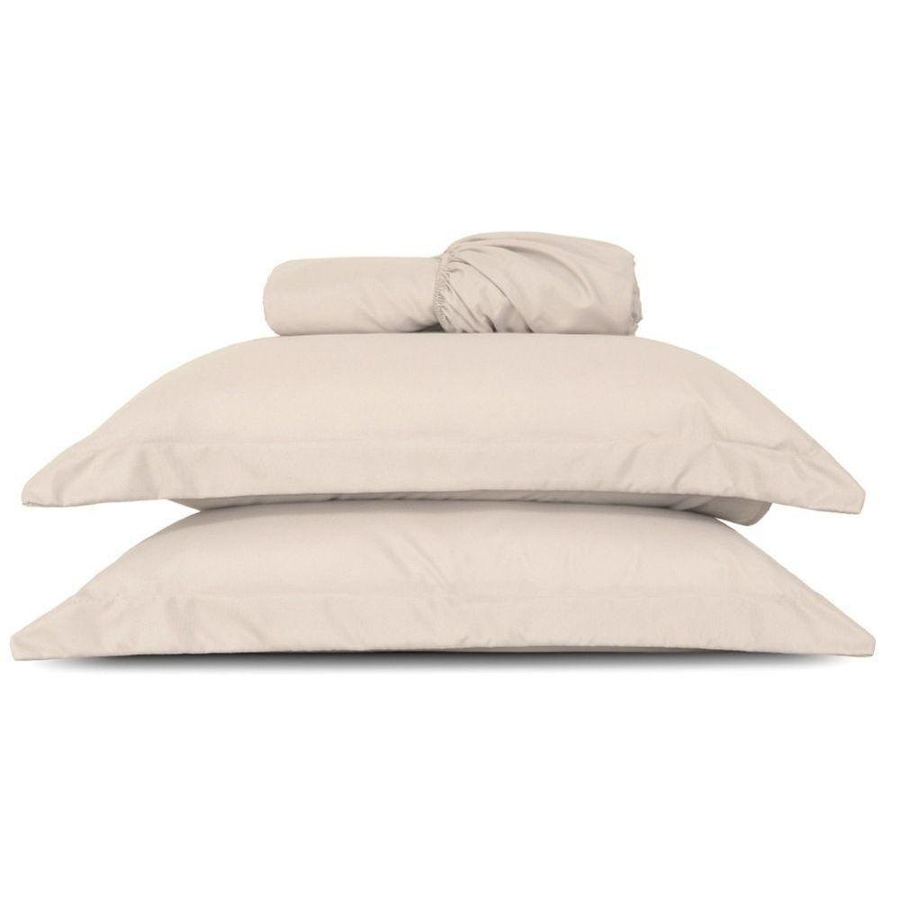 Jogo De Lençol King Slim Micropercal 200 Fios 3 Peças - Bege - 1