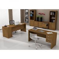 Mesa Com 03 Gavetas Para Home Office Amendoa