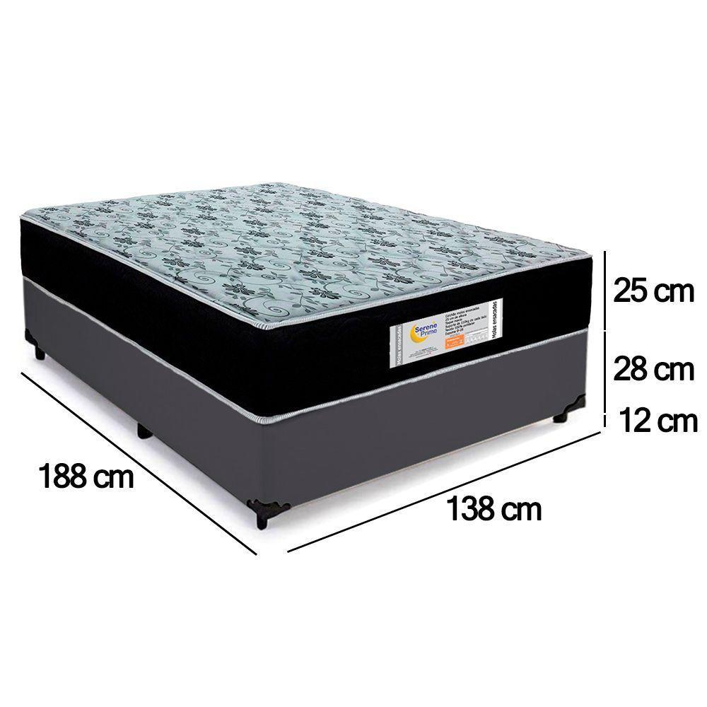 Cama Box Casal Sintético + Colchão Molas Ensacadas Sereneprime Sonnolux 138x188x65 Cinza - 4