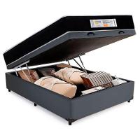 Cama Box Baú Casal Sintético + Colchão Molas Ensacadas Sereneprime Sonnolux 138cm Cinza - Suporta Até 110kg Por Pessoa - 6