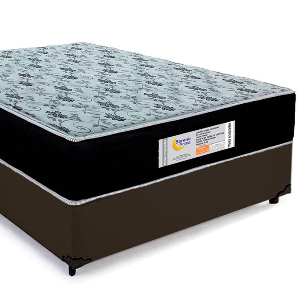 Cama Box Casal Suede + Colchão Molas Ensacadas Sereneprime Sonnolux 138x188x65 Marrom - 8