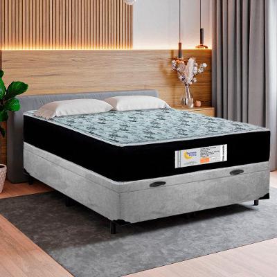 Cama Box Baú Casal Suede + Colchão Molas Ensacadas Sereneprime Sonnolux 138x188x69 Cinza
