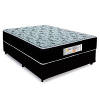 Cama Box Casal Sintético + Colchão Molas Ensacadas Sereneprime Sonnolux 138cm Preto - Suporta Até 110kg Por Pessoa - 1
