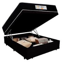 Cama Box Baú Casal Suede + Colchão Molas Ensacadas Sereneprime Sonnolux 138x188x69 Preto - 6