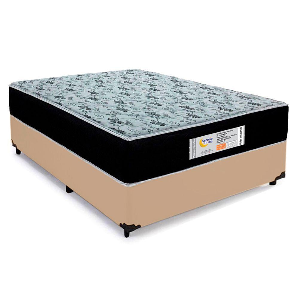 Cama Box Casal Sintético + Colchão Molas Ensacadas Sereneprime Sonnolux 138x188x65 Bege - 2