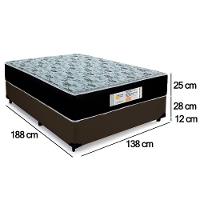 Cama Box Casal Sintético + Colchão Molas Ensacadas Sereneprime Sonnolux 138x188x65 Marrom
