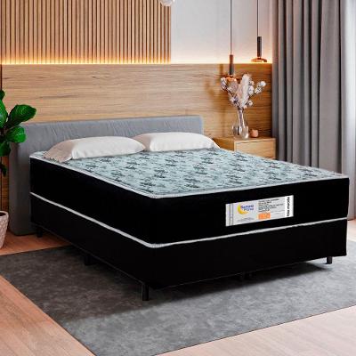 Cama Box Casal Suede + Colchão Molas Ensacadas Sereneprime Sonnolux 138x188x65 Preto