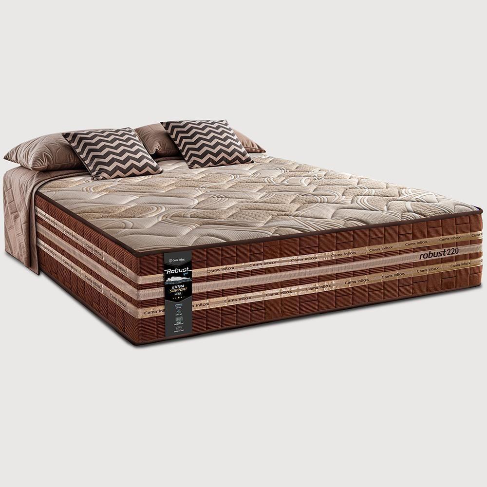 Colchão King Com Espuma Látex 193x203x38 Robust Gel 220 Caramelo Cama Inbox - 1