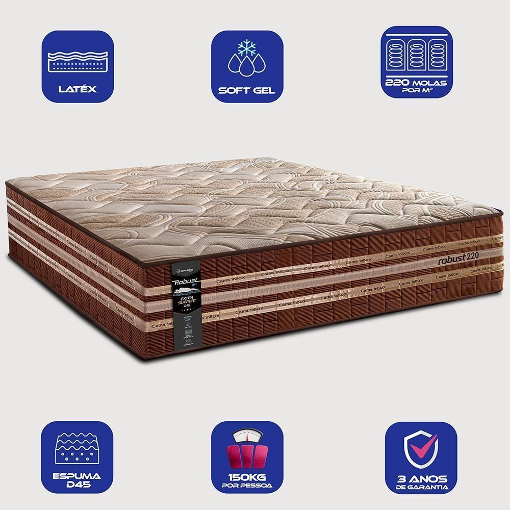 Colchão King Com Espuma Látex 193x203x38 Robust Gel 220 Caramelo Cama Inbox - 3