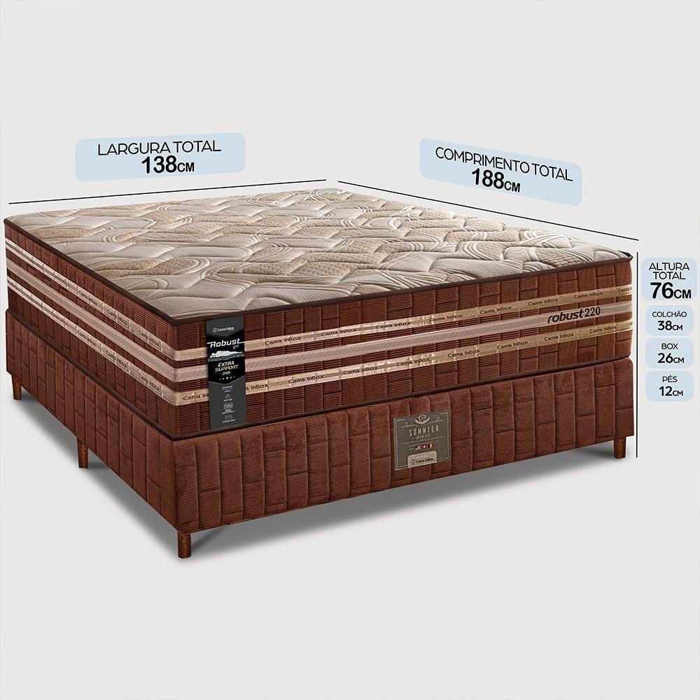 Cama Box Casal Colchão + Box 138x188x76 Com Espuma Látex Robust Gel 220 Caramelo Cama Inbox - 2