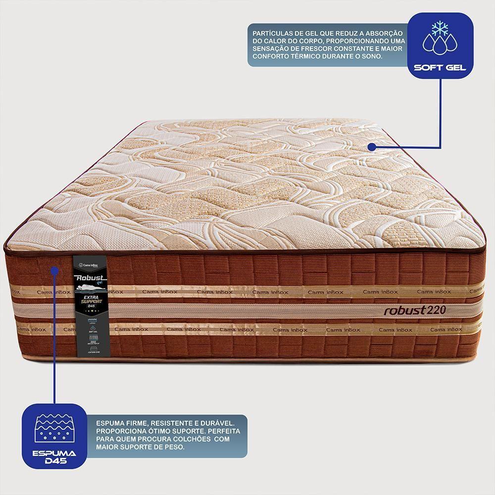 Cama Box Casal Colchão + Box 138x188x76 Com Espuma Látex Robust Gel 220 Caramelo Cama Inbox - 5