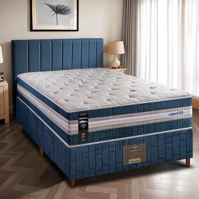 Cama Box Solteiro Colchão + Box 88x188x70 Com Molas Ensacadas Robust 220 Azul Cama Inbox