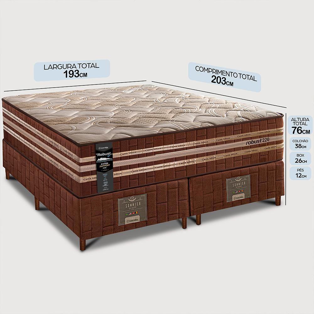 Cama Box King Colchão + Box 193x203x76 Com Espuma Látex Robust Gel 220 Caramelo Cama Inbox - 2