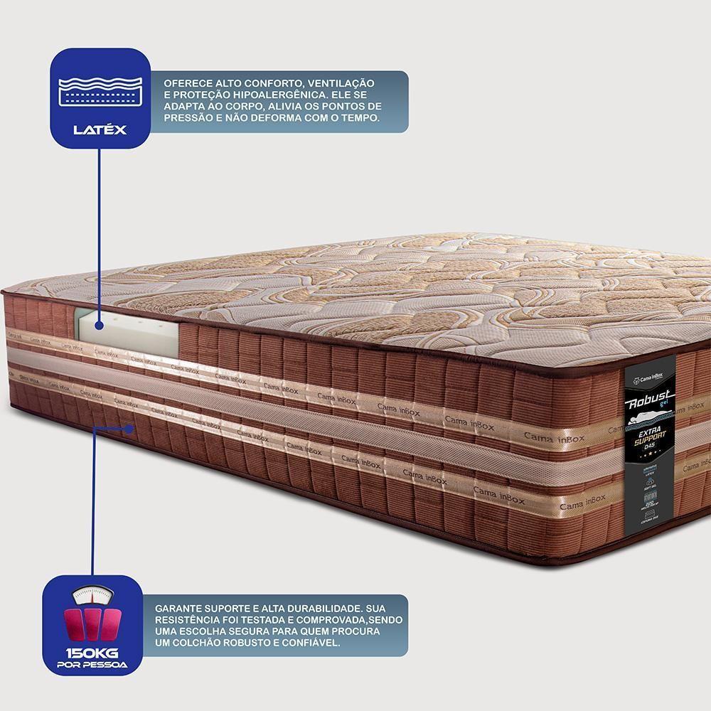 Cama Box King Colchão + Box 193x203x76 Com Espuma Látex Robust Gel 220 Caramelo Cama Inbox - 6