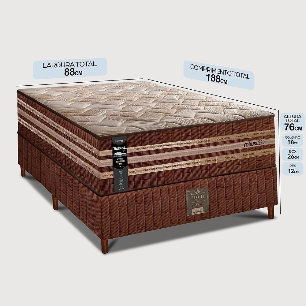 Cama Box Solteiro Colchão + Box 88x188x76 Com Espuma Látex Robust Gel 220 Caramelo Cama Inbox - 2