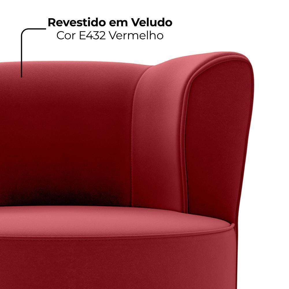 Poltrona Decorativa Pes Palito Savana Veludo Milani Store Vermelho - 5