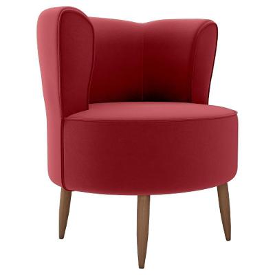 Poltrona Decorativa Pes Palito Savana Veludo Milani Store Vermelho