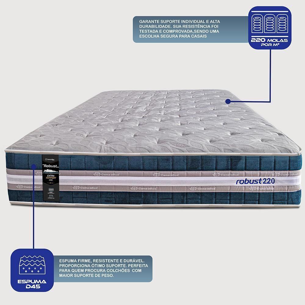 Colchão Casal Com Molas Ensacadas 138x188x32 Robust 220 Azul Cama Inbox - 5
