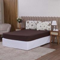 Jogo De Lençol Beatriz King 3 Peças Percal 180 Fios 100% Algodão Ponto Palito - Marrom Borboleta - 1