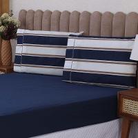 Jogo De Lençol Beatriz King 3 Peças Percal 180 Fios 100% Algodão Ponto Palito - Azul Marinho - 2