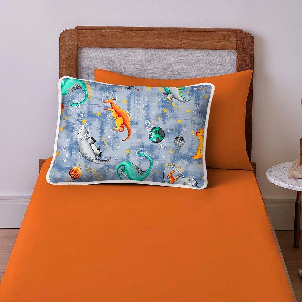 Jogo De Lençol Alegria Solteiro 2 Peças Infantil Estampado Malha 100% Algodão - Dino Space - 1