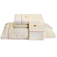 Jogo De Lençol Yasmin Queen 4 Peças Percal 200 Fios 100% Algodão Bordado Floral - Palha - 1