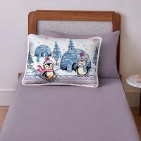 Jogo De Lençol Alegria Solteiro 2 Peças Infantil Estampado Malha 100% Algodão - Pinguins - 1