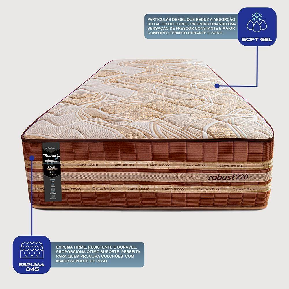 Colchão Solteiro Com Espuma Látex 88x188x38 Robust Gel 220 Caramelo Cama Inbox - 5