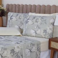 Jogo De Lençol Beatriz Queen 4 Peças Percal 180 Fios 100% Algodão Ponto Palito - Palha Borboleta - 2