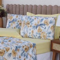 Jogo De Lençol Beatriz King 4 Peças Percal 180 Fios 100% Algodão Ponto Palito - Amarelo Concha - 2