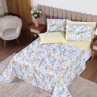 Jogo De Lençol Beatriz King 4 Peças Percal 180 Fios 100% Algodão Ponto Palito - Amarelo Concha - 3