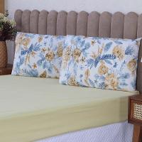 Jogo De Lençol Beatriz Solteiro 2 Peças Percal 180 Fios 100% Algodão Ponto Palito - Amarelo Concha - 2