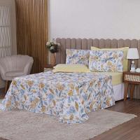 Jogo De Lençol Beatriz Solteiro 3 Peças Percal 180 Fios 100% Algodão Ponto Palito - Amarelo Concha - 1