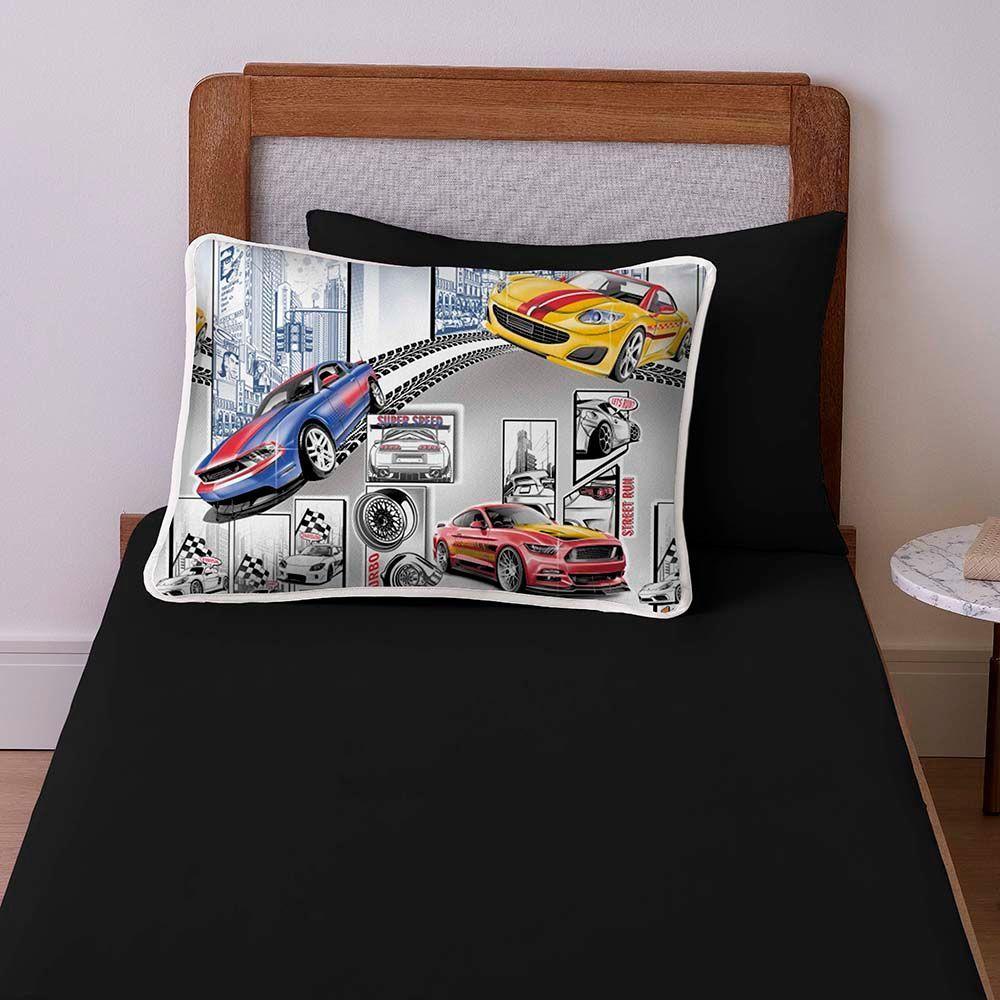 Jogo De Lençol Alegria Solteiro 2 Peças Infantil Estampado Malha 100% Algodão - Carros Race - 1