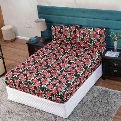Jogo De Lençol Nuance Casal 3 Peças Malha Gel Estampado - Floral 21 - 100% Poliéster