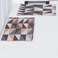 Kit Passadeira Tapete Cozinha 3 Peças Jacquard Base Antiderrapante - Losango Avelã - 2