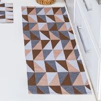 Kit Passadeira Tapete Cozinha 3 Peças Jacquard Base Antiderrapante - Losango Avelã - 3