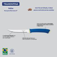 Conjunto De Facas Churrasco Tramontina Felice Lâminas Aço Inox Fio Microsserrilhado Azul 02 Peças Tramontina