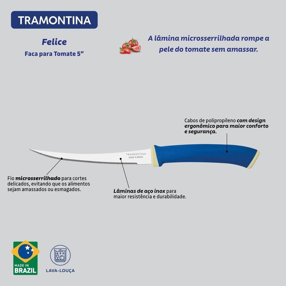 Conjunto De Facas Tomate Tramontina Felice Lâminas De Aço Inox 2 Peças Azul Tramontina - 4