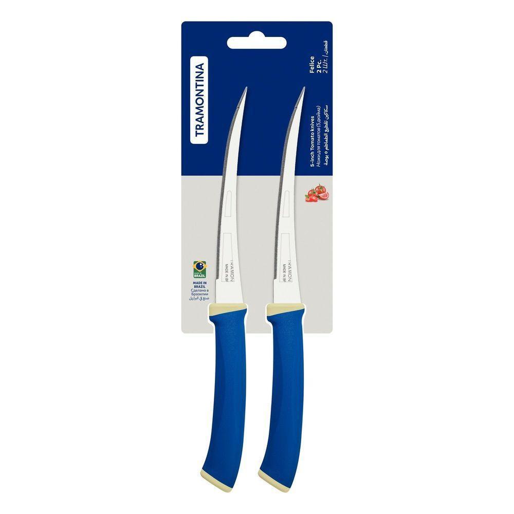 Conjunto De Facas Tomate Tramontina Felice Lâminas De Aço Inox 2 Peças Azul Tramontina - 5