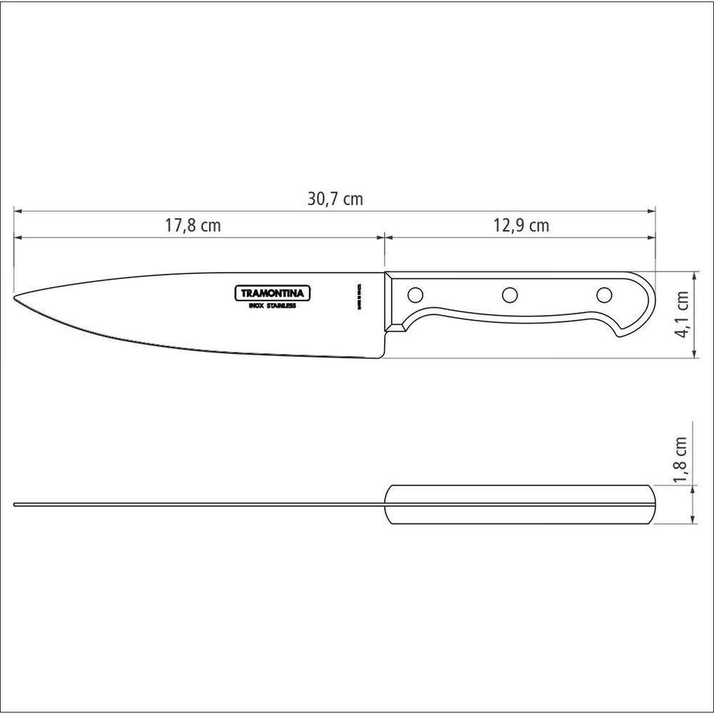 Faca Chef Tramontina Polywood Com Lâmina Em Aço Inox E Cabo De Madeira Tratada Vermelho 7 Tramontina - 4